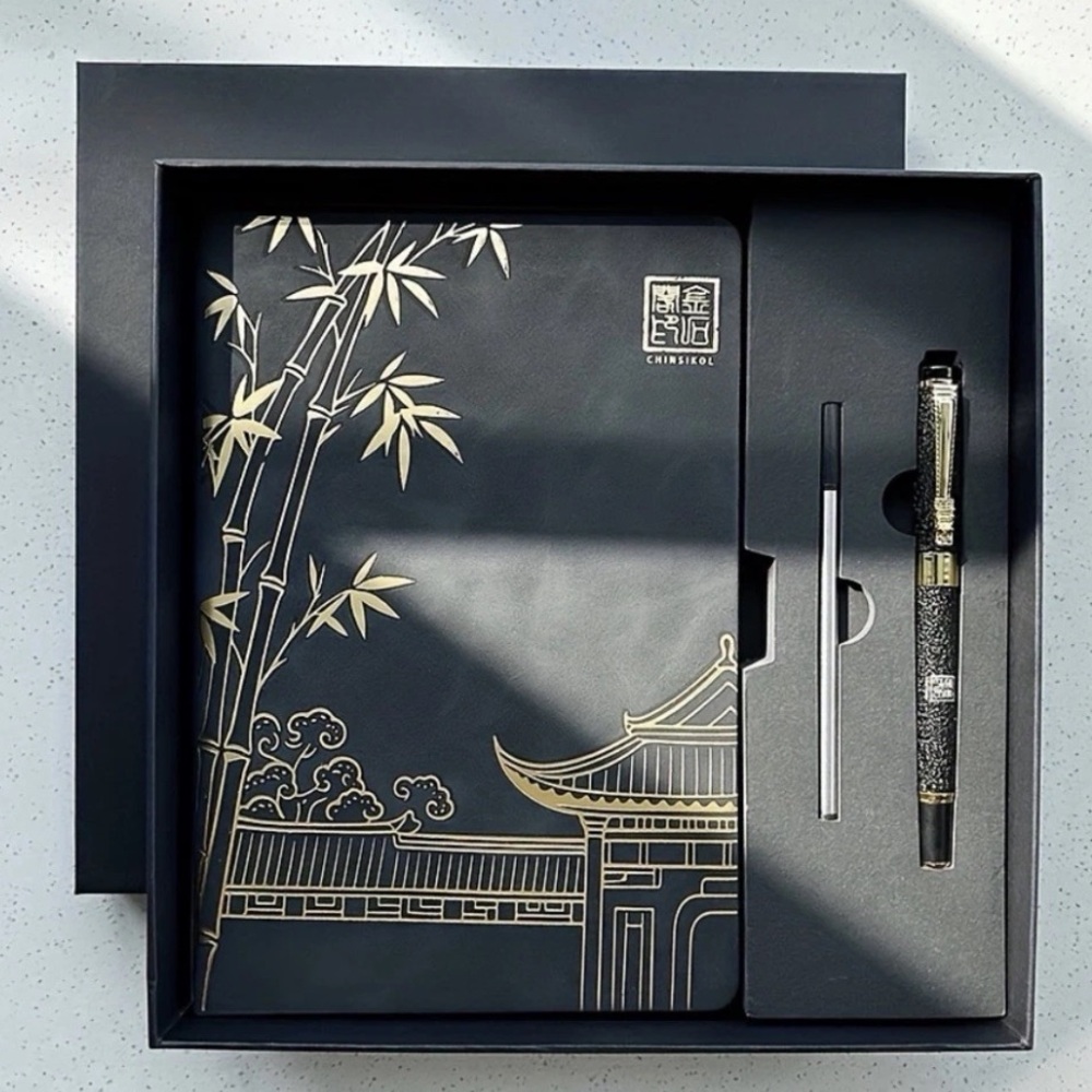 Luxury Journal Gift Set w/ Pen – Asian Art Design Notebook. New